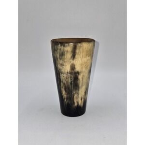 Vintage Buffalo Horn Drinking Cup‎ Handcrafted Tapered Beaker Rustic Barware